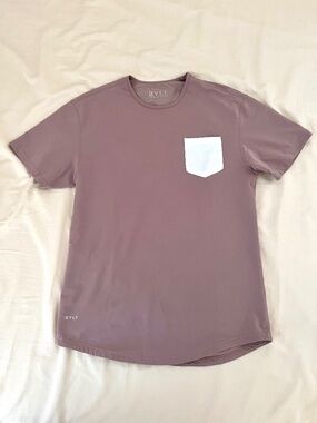 BYLT Basics Drop-Cut S/S Pocket Lux MAUVE/WHITE Sz L